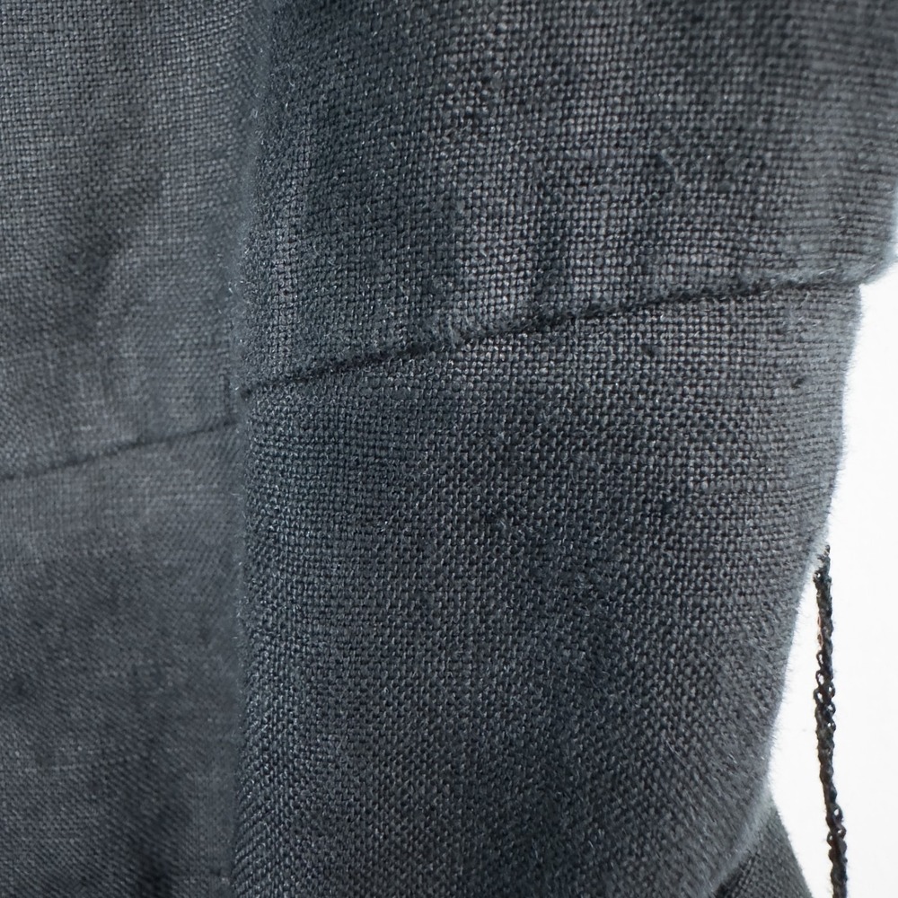 Quince 100% European Linen Button Front Dress Black Small Pockets Minimalist - Picture 9 of 15